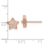 FJC Finejewelers 925 Sterling Silver Button Polished Rose-tone CZ Star Post Earrings 9 x 9 mm