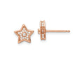 FJC Finejewelers 925 Sterling Silver Button Polished Rose-tone CZ Star Post Earrings 9 x 9 mm