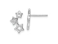 FJC Finejewelers 925 Sterling Silver Button Rhodium Plated Polished CZ Star Post Earrings 13 x 8 mm