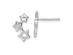 FJC Finejewelers 925 Sterling Silver Button Rhodium Plated Polished CZ Star Post Earrings 13 x 8 mm