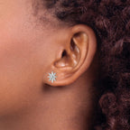 FJC Finejewelers 925 Sterling Silver Button Rhodium Plated Polished CZ Star Post Earrings 9 x 9 mm