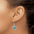 FJC Finejewelers 925 Sterling Silver Rhodium Plated Polished Abalone Star Dangle Earrings 36 x 19 mm