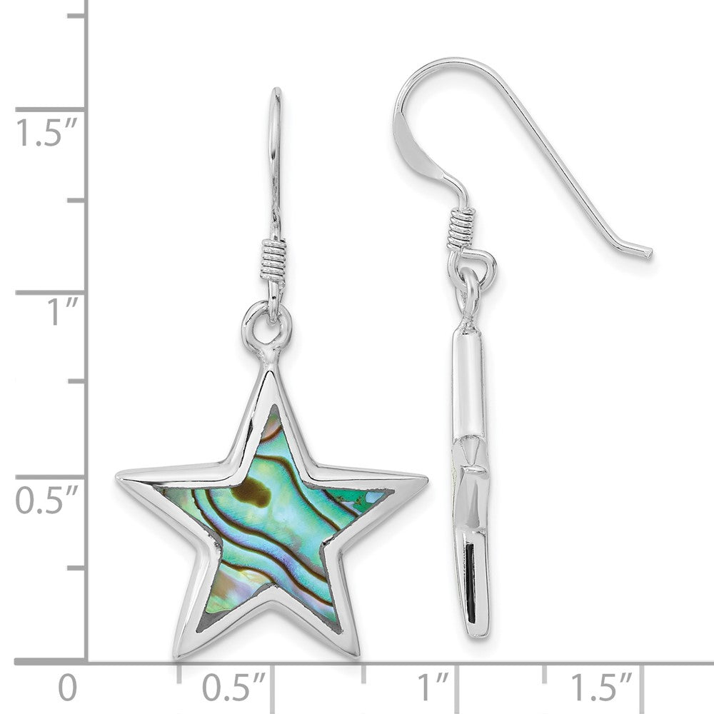 FJC Finejewelers 925 Sterling Silver Rhodium Plated Polished Abalone Star Dangle Earrings 36 x 19 mm