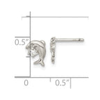 FJC Finejewelers 925 Sterling Silver Button Rhodium Plated CZ Dolphin Post Earrings 7 x 6 mm