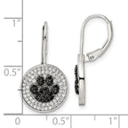 FJC Finejewelers 925 Sterling Silver Dangle  Polished CZ Paw Print Leverback Earrings 24 x 13 mm