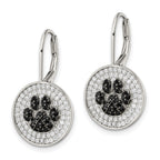 FJC Finejewelers 925 Sterling Silver Dangle  Polished CZ Paw Print Leverback Earrings 24 x 13 mm