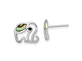 FJC Finejewelers 925 Sterling Silver Button Rhodium Plated Abalone Elephant Post Earrings 10 x 11 mm