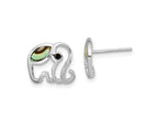 FJC Finejewelers 925 Sterling Silver Button Rhodium Plated Abalone Elephant Post Earrings 10 x 11 mm