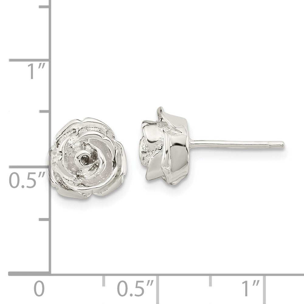 FJC Finejewelers 925 Sterling Silver Button Polished Rose Post Earrings 8 x 9 mm