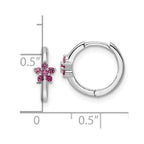 FJC Finejewelers 925 Sterling Silver Hoop Rhodium Plated Polished Dark Pink CZ Earrings 12 x 13 mm