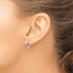 FJC Finejewelers 925 Sterling Silver Hoop Rhodium Plated Polished Dark Pink CZ Earrings 12 x 13 mm