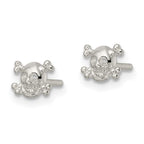 FJC Finejewelers 925 Sterling Silver Button Polished Skull and Crossbones Post Earrings 5 x 6 mm