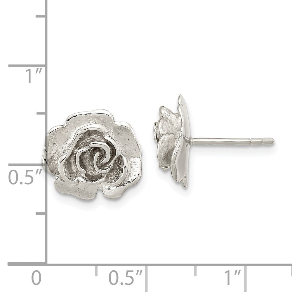 FJC Finejewelers 925 Sterling Silver Button Rhodium Plated Rose Post Earrings 12 x 12 mm