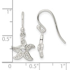 FJC Finejewelers 925 Sterling Silver Dangle Textured CZ Center Starfish Shepherd Hook Earrings 22 x 11 mm