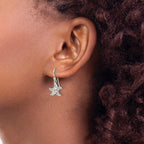 FJC Finejewelers 925 Sterling Silver Dangle Textured CZ Center Starfish Shepherd Hook Earrings 22 x 11 mm