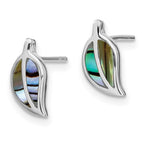 FJC Finejewelers 925 Sterling Silver Button Rhodium Plated Abalone Leaf Post Earrings 11 x 5 mm