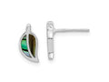 FJC Finejewelers 925 Sterling Silver Button Rhodium Plated Abalone Leaf Post Earrings 11 x 5 mm