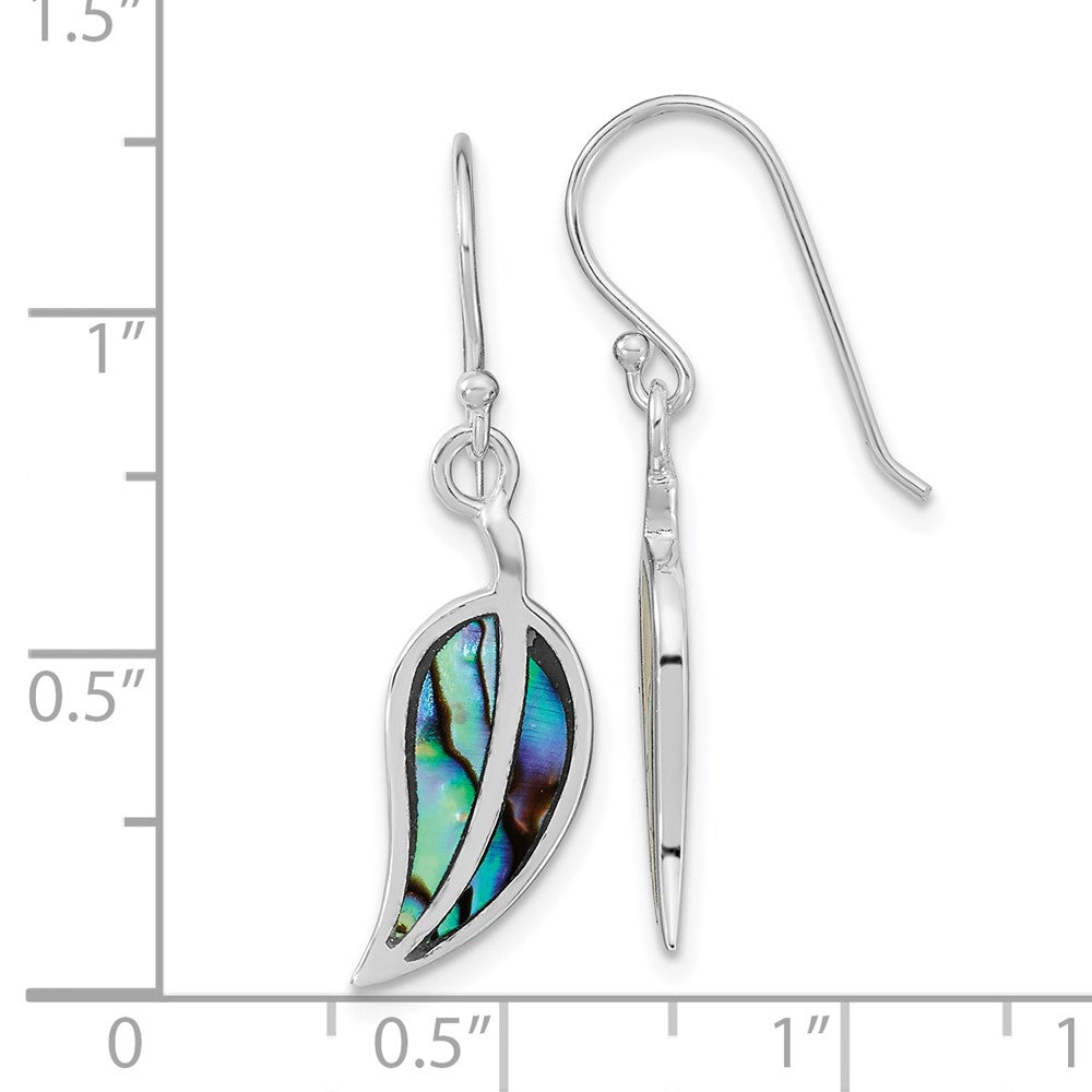 FJC Finejewelers 925 Sterling Silver Dangle Rhodium Plated Abalone Leaf Shephard Hook Earrings 31 x 8 mm