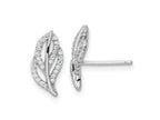 FJC Finejewelers 925 Sterling Silver Button Rhodium Plated Polished CZ Leaf Post Earrings 13 x 7 mm