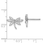 FJC Finejewelers 925 Sterling Silver Button Rhodium Plated CZ Dragonfly Post Earrings 9 x 14 mm