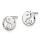 FJC Finejewelers 925 Sterling Silver Button Polished CZ Yin Yang Post Earrings 7 x 7 mm