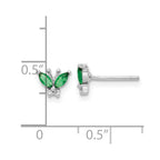 FJC Finejewelers 925 Sterling Silver Button  Green and White CZ Butterfly Post Earrings 5 x 7 mm