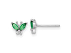 FJC Finejewelers 925 Sterling Silver Button  Green and White CZ Butterfly Post Earrings 5 x 7 mm