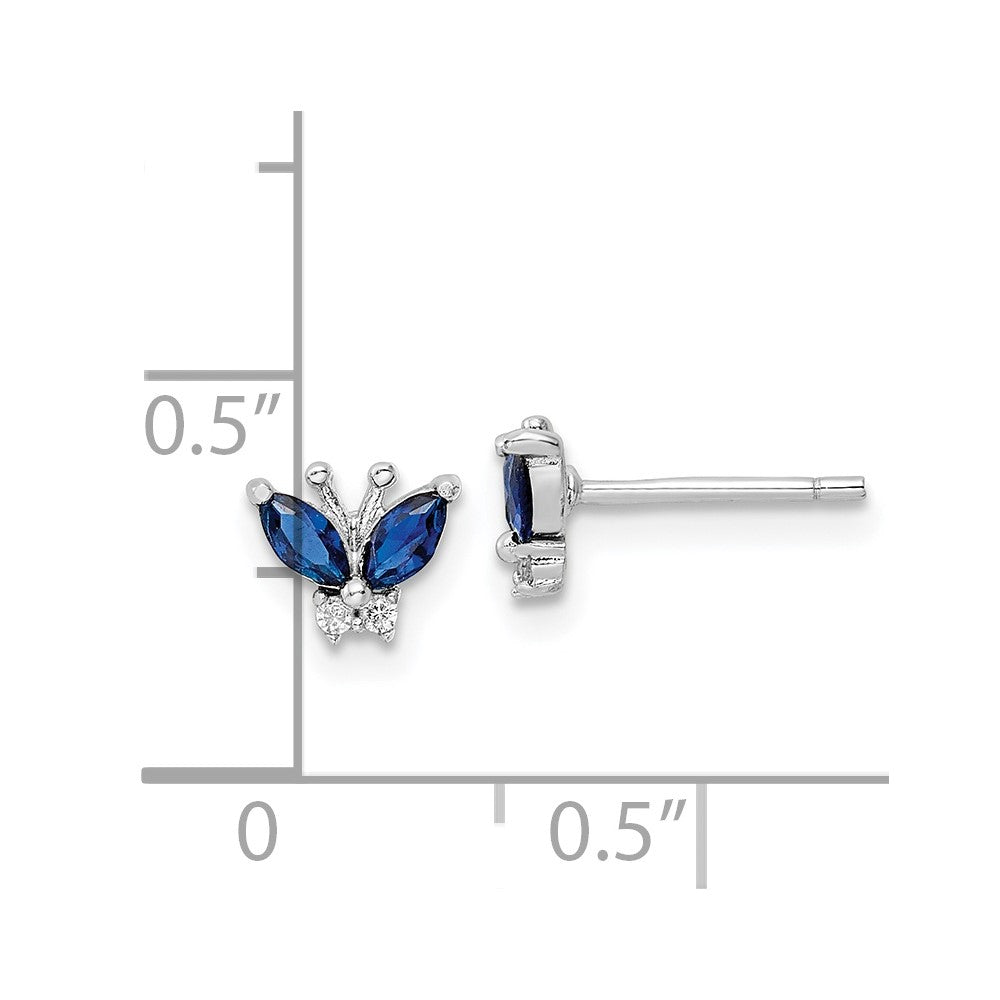 FJC Finejewelers 925 Sterling Silver Button  Blue and White CZ Butterfly Post Earrings 5 x 6 mm