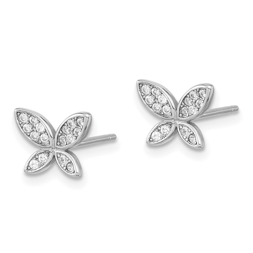 FJC Finejewelers 925 Sterling Silver Button Rhodium Plated CZ Butterfly Post Earrings 7 x 10 mm