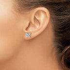 FJC Finejewelers 925 Sterling Silver Button Rhodium Plated CZ Butterfly Post Earrings 7 x 10 mm