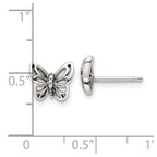 FJC Finejewelers 925 Sterling Silver Button Antiqued CZ Butterfly Post Earrings 7 x 9 mm