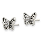 FJC Finejewelers 925 Sterling Silver Button Antiqued CZ Butterfly Post Earrings 7 x 9 mm