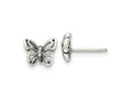FJC Finejewelers 925 Sterling Silver Button Antiqued CZ Butterfly Post Earrings 7 x 9 mm