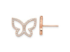 FJC Finejewelers 925 Sterling Silver Button Rose-tone CZ Open Butterfly Post Earrings 13 x 16 mm