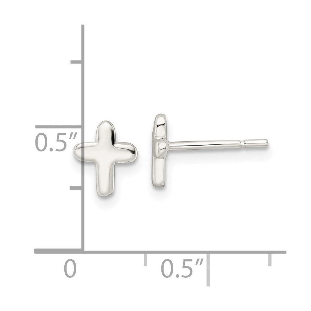 FJC Finejewelers 925 Sterling Silver Button Polished Latin Cross Post Earrings 7 x 6 mm