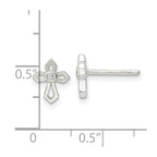 FJC Finejewelers 925 Sterling Silver Button Polished CZ Passion Cross Post Earrings 8 x 7 mm