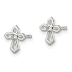 FJC Finejewelers 925 Sterling Silver Button Polished CZ Passion Cross Post Earrings 8 x 7 mm