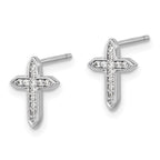 FJC Finejewelers 925 Sterling Silver Button Rhod-plated Polished CZ Passion Cross Post Earrings 10 x 7 mm
