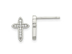 FJC Finejewelers 925 Sterling Silver Button Rhod-plated Polished CZ Passion Cross Post Earrings 10 x 7 mm