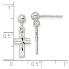 FJC Finejewelers 925 Sterling Silver Polished and Bright Cut Latin Cross Post Dangle Earrings 19 x 7 mm