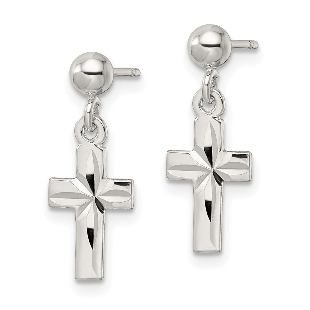 FJC Finejewelers 925 Sterling Silver Polished and Bright Cut Latin Cross Post Dangle Earrings 19 x 7 mm