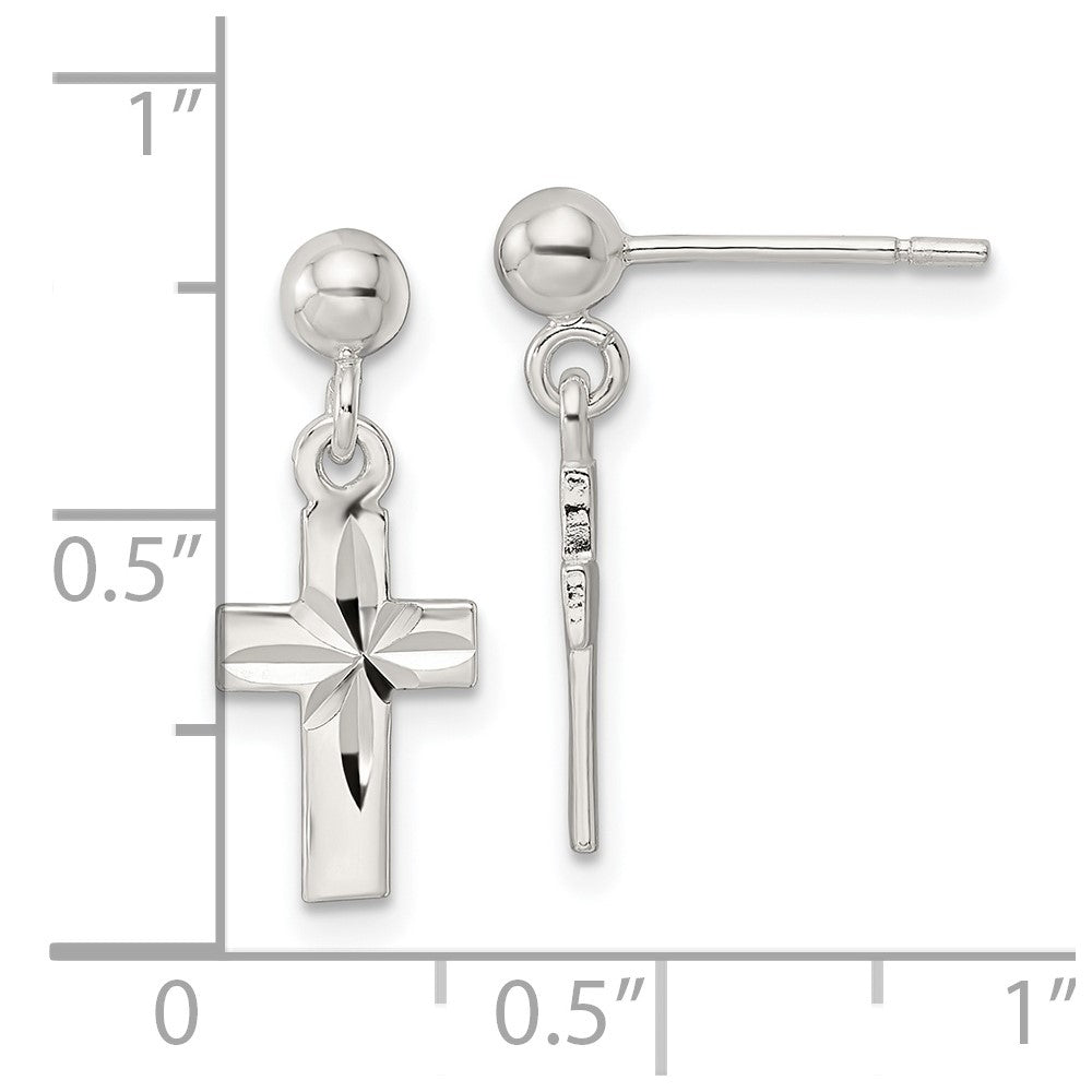 FJC Finejewelers 925 Sterling Silver Polished and Bright Cut Latin Cross Post Dangle Earrings 19 x 7 mm