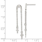 FJC Finejewelers 925 Sterling Silver and Bright Cut Cross Multi-Chain Post Dangle Earrings 39 x 6 mm