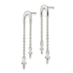 FJC Finejewelers 925 Sterling Silver and Bright Cut Cross Multi-Chain Post Dangle Earrings 39 x 6 mm
