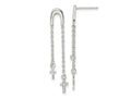 FJC Finejewelers 925 Sterling Silver and Bright Cut Cross Multi-Chain Post Dangle Earrings 39 x 6 mm