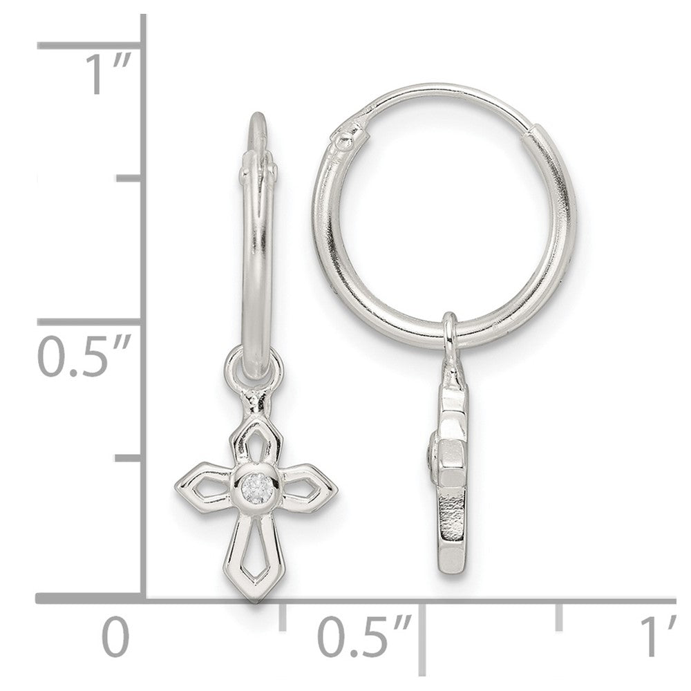FJC Finejewelers 925 Sterling Silver Polished CZ Passion Cross Dangle Endless Hoop Earrings 22 x 12 mm