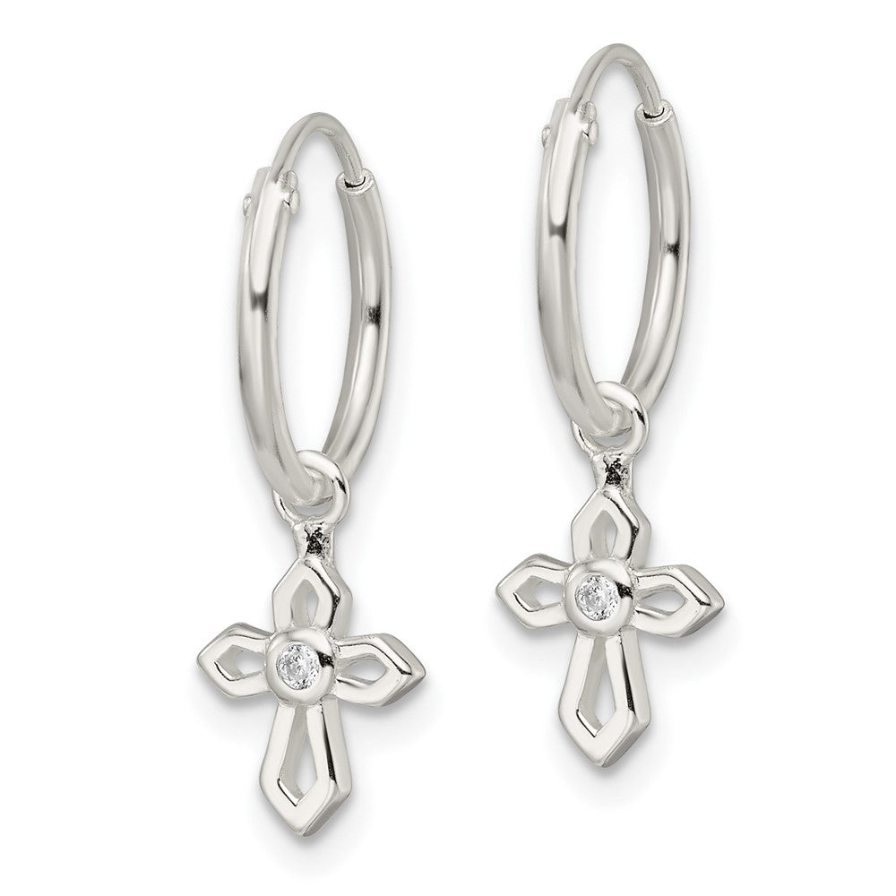 FJC Finejewelers 925 Sterling Silver Polished CZ Passion Cross Dangle Endless Hoop Earrings 22 x 12 mm