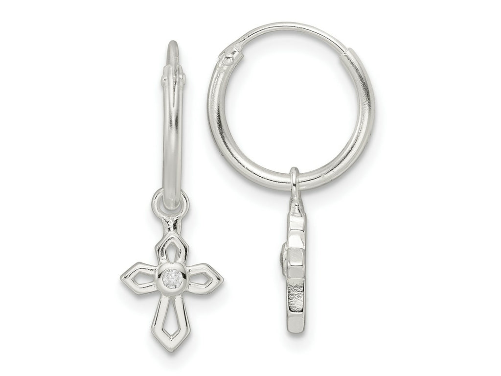 FJC Finejewelers 925 Sterling Silver Polished CZ Passion Cross Dangle Endless Hoop Earrings 22 x 12 mm