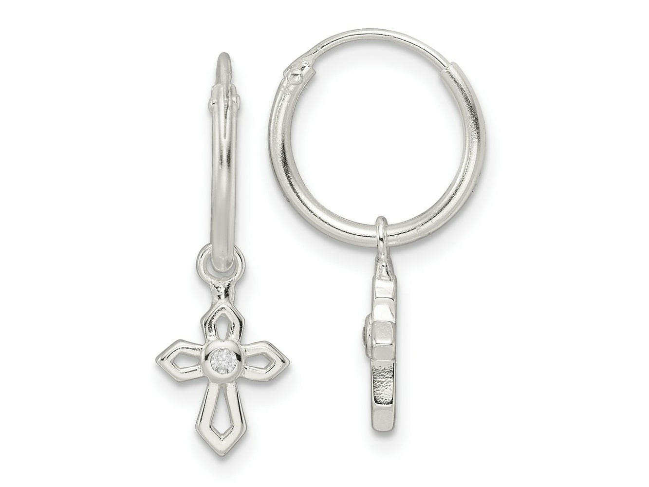 FJC Finejewelers 925 Sterling Silver Polished CZ Passion Cross Dangle Endless Hoop Earrings 22 x 12 mm