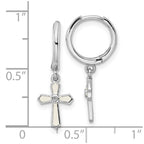 FJC Finejewelers 925 Sterling Silver  CZ White Enamel Cross Dangle Hoop Earrings 124 x 11 mm